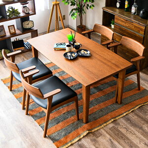 ダイニングセット ダイニングテーブルセット テーブル 150 無垢 4人掛け 5点セット 長方形 お掃除ロボット 対応 食卓テーブル 北欧風 おしゃれ ファミリー ハーフアーム アームチェア ダイニ