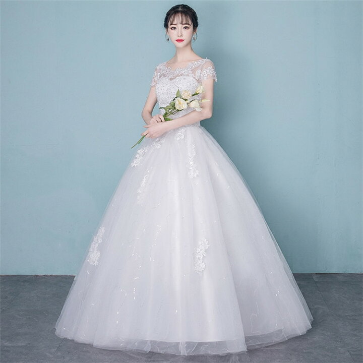 楽天市場】ウェディングドレス 白 結婚式 パーティードレス 花嫁ドレス 