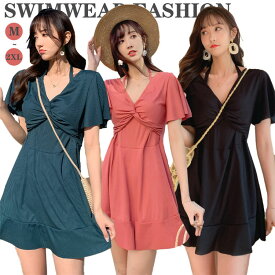 【送料無料】 水着 レディース ビキニ ワンピース セクシー 着痩せ ピンク ブラック グリーン 韓国 水着 バックレス リボン パッド付 ワイヤー付き 大人 ママ水着 オシャレ 小胸 温泉 海 旅行 ビーチウエア 可愛い M/L/XL/XXL