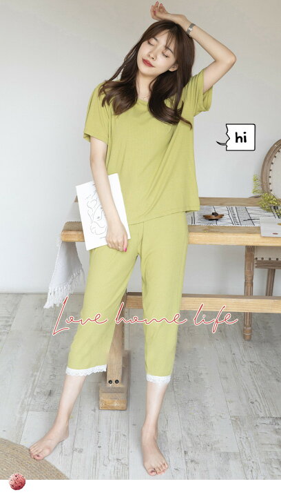 楽天市場 パジャマ レディース 2点セット ルームウェア ナイトウェア 室内着 大人用パジャマ ロングパンツ レース 無地 柔らかい 可愛い おしゃれ シンプル 半袖 部屋着 春夏 綿 おすすめ カジュアル シャツ パンツ 6色選べる ボニール