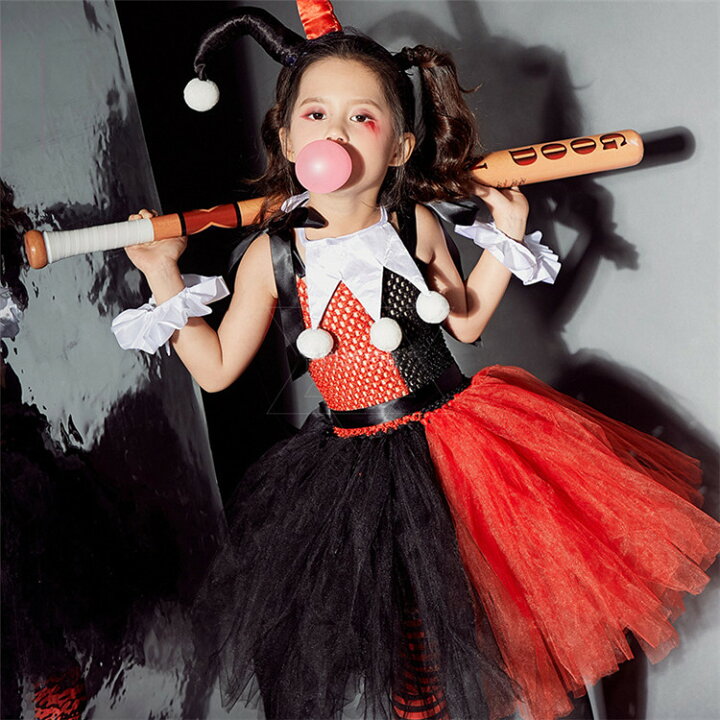 楽天市場 ハロウィン 衣装 子供 ピエロ ジョーカー ウイッチ ワンピース 靴下 カチューシャ 女の子 魔女 悪魔 コスプレ ハロウイン 子供 衣装 ハロウィン 女の子 コスプレ衣装 ハロウィン コスプレ ボニール