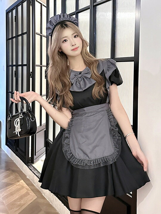 楽天市場】黒灰 ハロウィン コスプレ 衣装 ロリータ メイド服 メイド 