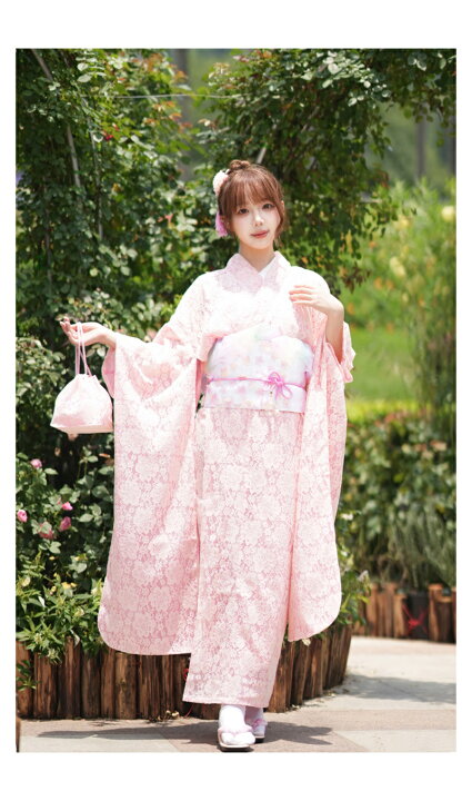楽天市場】着物 レディース ピンク着物 女性用 和服 花柄 優雅な雰囲気 