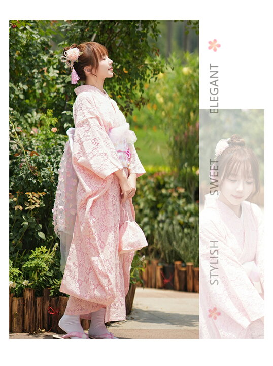 楽天市場】着物 レディース ピンク着物 女性用 和服 花柄 優雅な雰囲気 