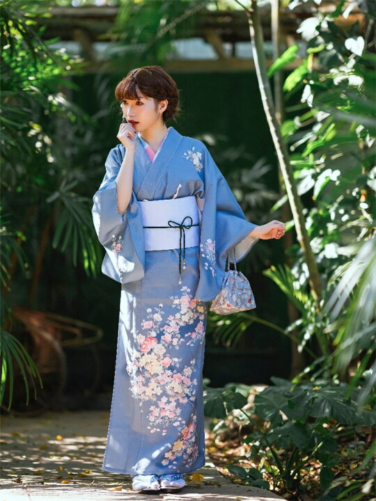 楽天市場】浴衣 レディース ブルー 花柄 花火大会 夏祭り 浴衣ドレス  