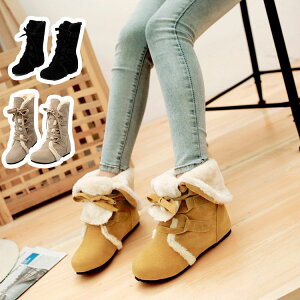 レディース 厚底 インヒール リボン レースアップ 靴 シューズ レディース ブラック カーキ スノーブーツ レディース 防滑 防寒 滑らない 雪遊び 裏ボア 大人 雪遊び スノーブーツ ブーツ 靴