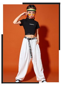 韓国子供服ダンス衣装セットアップヒップホップキッズ上下セットダンス衣装半袖tシャツトップスダンスジュニアキッズパンツダンススウェットジャージHIPHOPレッスン着B系原宿ファッション