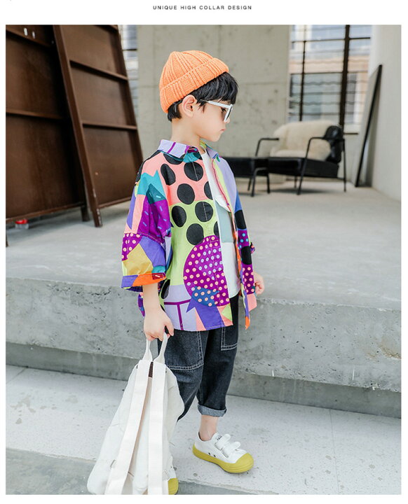 楽天市場 ダンス衣装 キッズダンス ヒップホップ 不規則柄シャツ キッズダンス ヒップホップ 原宿系 トップス ガールズ ジャッズ 韓国 Boys Girls 女の子 男の子 ダンス衣装 ダンスウェア ジャズ Hiphop ゆったり 派手 ボニール