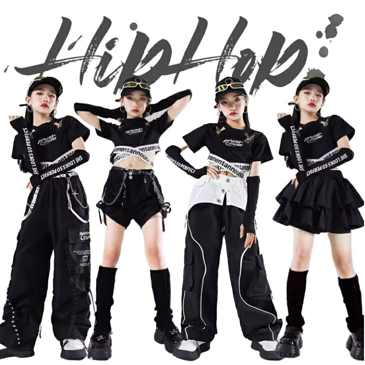 楽天市場】黒系 女の子 ダンス 衣装 ガールズ ブラック へそ出し 