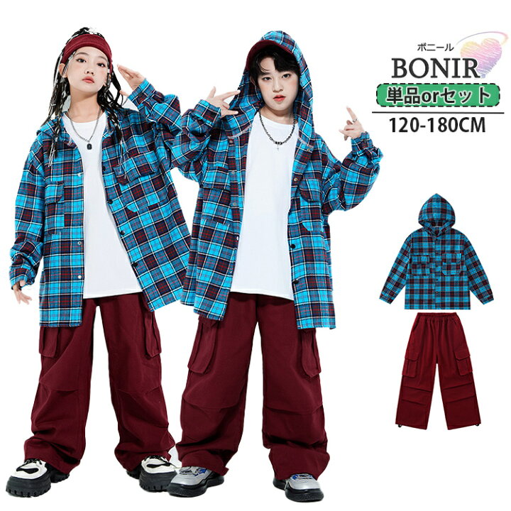 楽天市場】チェック柄 子供服 ダンス衣装 ブルー 赤 キッズダンス 
