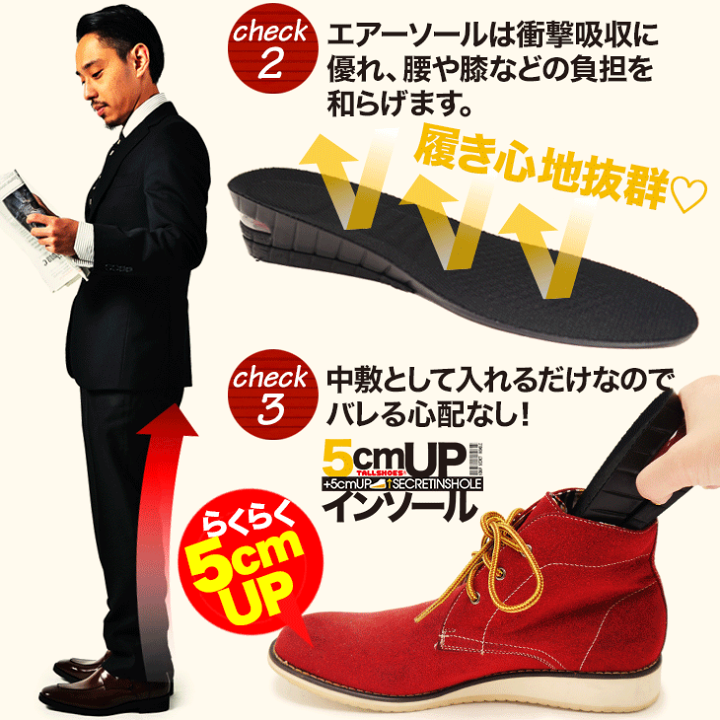 シークレットインソール 選べる4タイプ 2cmアップ 3cmアップ