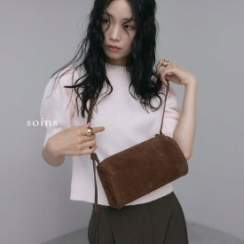 ＼マラソン限定！5000円以上購入で15％OFFクーポンで12155円／soins ソワン スエード バッグ 本革 床革 スプリットレザー ブラウン 黒 BLACK ミニバッグ 2way 保存袋付き 【牛革】 ミニマムハンドバッグ 88-005044　【予約/11月下旬】