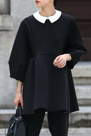 ＼マラソン限定！5000円以上購入で15％OFFクーポンで5091円／襟取り外し 2way ペプラム トップス レディース オケージョン セレモニー きれいめ 春 夏 黒 ネイビー BONJOUR SAGAN ボンジュールサガン 襟取り外しダンボールフォルムプルオーバー