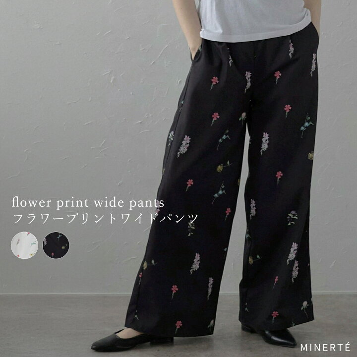 楽天市場】flower print wide pants / フラワープリントワイドパンツ 