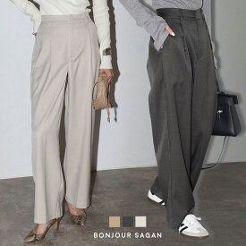 ＼マラソン限定！5000円以上購入で15％OFFクーポンで4675円／杢調タックワイドスラックスパンツ 77-004636