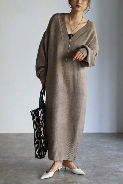 楽天市場】ワンピース ニット Vネック ディープV レディース 秋 冬  