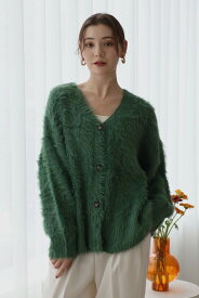 ENC エンク シャギー カーディガン レディース アウター ニット トップス 秋 冬 ボンジュールサガン ENC shaggy knit cardigan / シャギーニットカーディガン