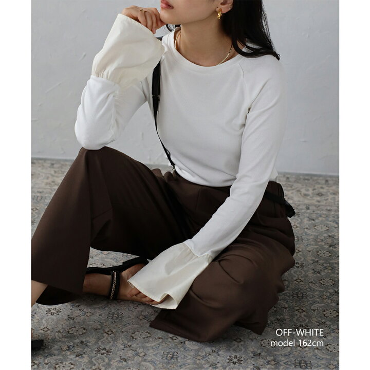 楽天市場】Shioriさんコラボ 新色登場！異素材ベルスリーブトップス  