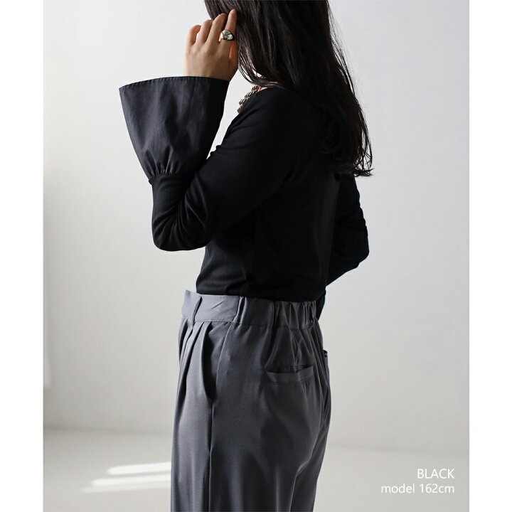 楽天市場】Shioriさんコラボ 新色登場！異素材ベルスリーブトップス  