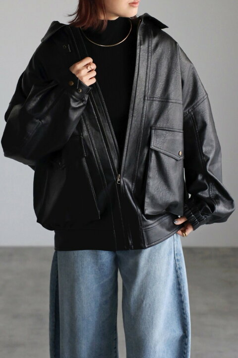 楽天市場】取り外しライナー付き2WAYカラーフェイクレザーブルゾン 88  