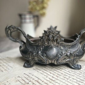 フランス アンティークジャルディニエール 花器 シルバープレート ブロカント フレンチ食器 陶器 フレンチカントリー シャビーシック antique おしゃれ インスタ映え