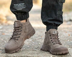 安全靴 作業靴 本革 メンズ ハイカット おしゃれワークブーツ 鋼先芯入り 刺す叩く防止 耐磨耗性に優れ 防滑 絶縁機能付き 作業用安全シューズ