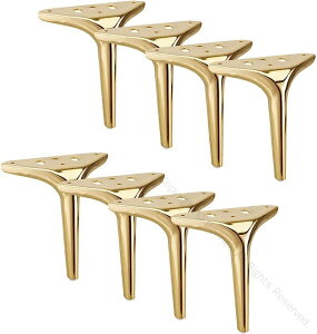 金属製 家具交換用脚 8PCS 三角形 脚 ソファ脚 キャビネット 脚 頑丈 交換用 金属製 食器棚 脚 テーブル 脚 ソファー カウチチェア用 12cm 4.7インチ チタンゴールド仕様