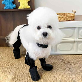 犬用レインブーツ 小型犬 中型犬 散歩用 レインシューズ 脱げにくい 防水 防汚 滑り止め 耐摩耗 ソフトソール 合成皮革 4足セット 肉球保護 長靴 防滑 雨具 ペット用品 犬靴 犬用長靴 雨
