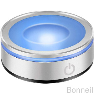 光るレインボーコースター円型LED台座照明ライトアップステージタッチセンサー式LEDコースターディスプレイスタンドおしゃれオブジェ置物フィギュアクリスタルボール展示用ホームオフィ