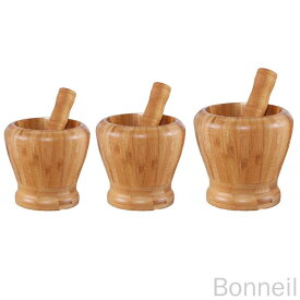 木製乳鉢と乳棒セット スパイス粉砕セット 耐久性に優れたポータブルガーリッククラッシャー フレッシュマスタードチャツネ用のガーリックマッシャーセット キッチン調理器具