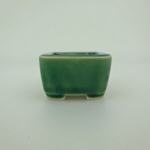 盆栽鉢 青香 豆鉢 長辺 約4.5cm 正方鉢 釉薬 現品