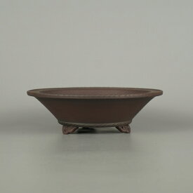 盆栽鉢 常滑 美芸 小型 長辺 約 15.8cm 丸鉢 雲足 下帯 泥物 現品 送料無料