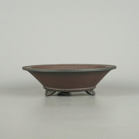 盆栽鉢 常滑 美芸 小型 長辺 約 15.8cm 丸鉢 雲足 下帯 泥物 現品 送料無料