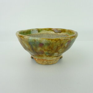 盆栽鉢 大山 大久保 欣三郎 小鉢 長辺 約8.3cm 丸鉢 釉薬 観賞用 現品 新品