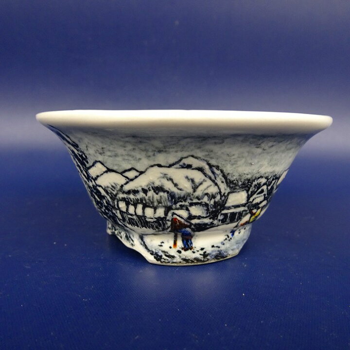 楽天市場】盆栽鉢 紀伊 小鉢 長辺 約7.8cm 丸鉢 外縁 風景画 東海道 