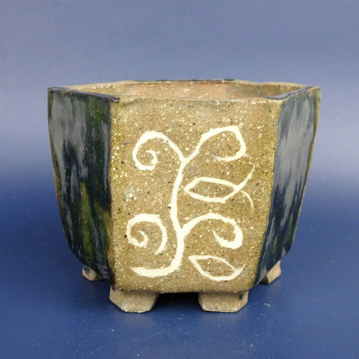 楽天市場】盆栽鉢 てるお 小鉢 長辺 約8cm 六角鉢 釉薬 絵鉢 現品 新品 