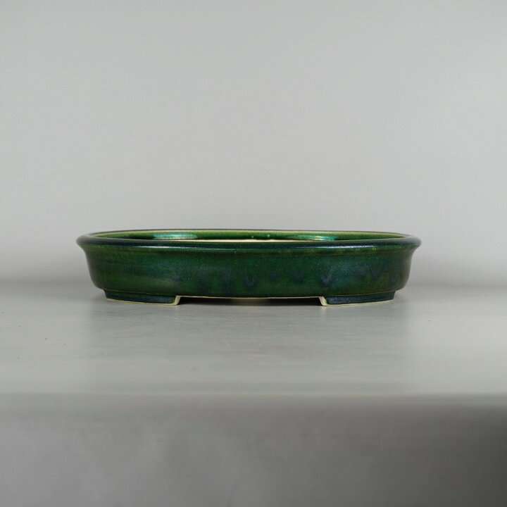 楽天市場】盆栽鉢 真山造 寺畑陶園 中型 長辺 約39.8cm 楕円鉢 縁付 