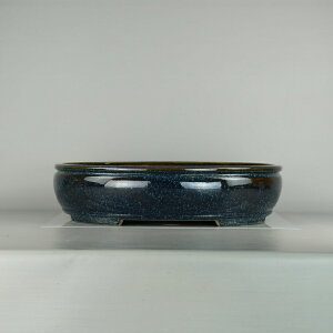 盆栽鉢 真山 寺畑 大型 長辺 約 54cm 楕円鉢 縁付 下帯 釉薬 現品