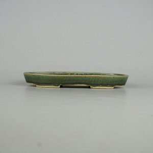 盆栽鉢 常滑 柴勝 小型 長辺 約20cm 楕円鉢 釉薬 現品 新品 送料無料