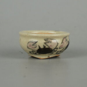 盆栽鉢 是好 矩 豆鉢 長辺 約4.1cm 丸鉢 色絵 蟹 かに カニ ミニ鉢 観賞用 現品 新品 送料無料