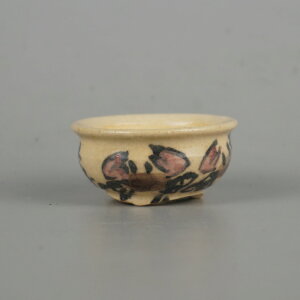 盆栽鉢 是好 矩 豆鉢 長辺 約4.3cm 丸鉢 色絵 蟹 かに カニ ミニ鉢 観賞用 現品 新品 送料無料