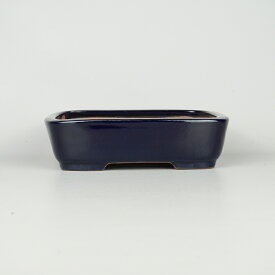 盆栽鉢 常滑 山房造 小型 長辺 約19.5cm 長方鉢 撫角 切立 長角 瑠璃 釉薬 新品 数量物