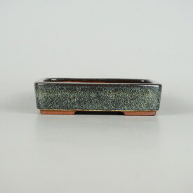 盆栽鉢 常滑 燿山窯 英明 小型 長辺 約 14cm 長方鉢 切立 中浅 ナマコ 釉薬 新品 数量物