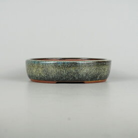 盆栽鉢 常滑 燿山窯 英明 小型 長辺 約18.3cm 楕円鉢 ワン型 小判 ナマコ 釉薬 数量物 新品 送料無料