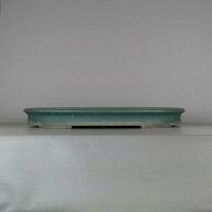 【中古】盆栽鉢 常滑 黎鳳造 大型 長辺 約59cm 楕円鉢 釉薬 現品 中古鉢