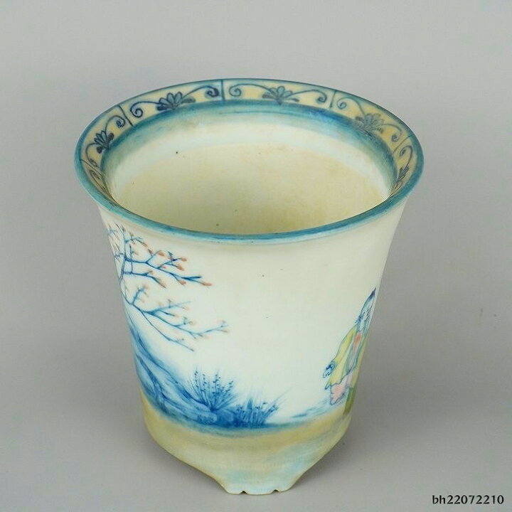 楽天市場】【中古】盆栽鉢 初代 石田 祥石 長辺 約14cm 丸鉢 色絵 唐子 
