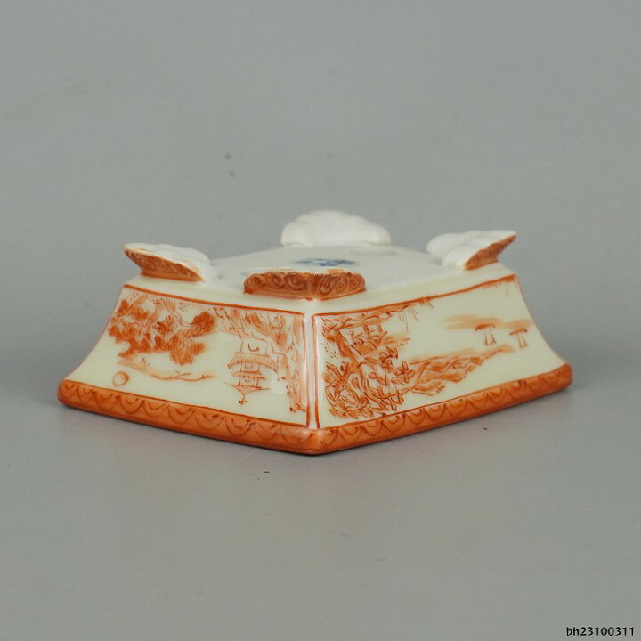 楽天市場】【中古】盆栽鉢 平安佑泉 小鉢 長辺 約 9.5cm 長方鉢 赤絵 