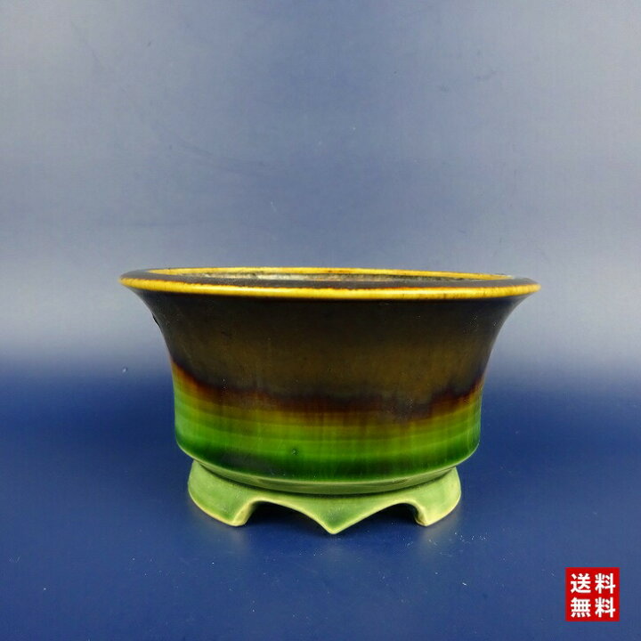 楽天市場】【中古】盆栽鉢 佐野 大助 小型 長辺 約10cm 丸鉢 外縁 釉薬 