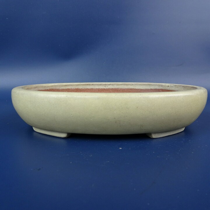 楽天市場】【中古】盆栽鉢 落款あり 小型 長辺 約15.3cm 楕円鉢 釉薬 