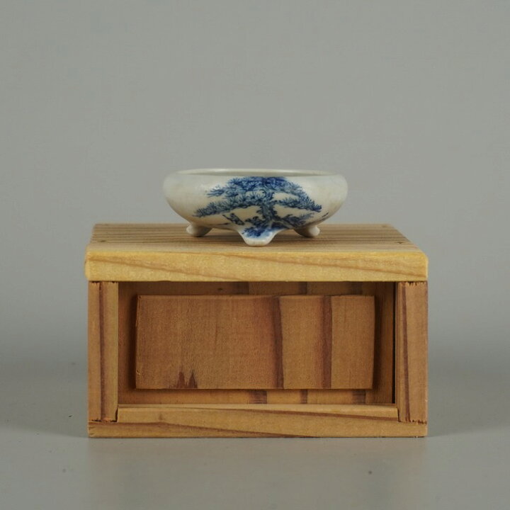 楽天市場】【中古】盆栽鉢 市之倉 石州 豆鉢 長辺 約 4.7cm 丸鉢 染付 